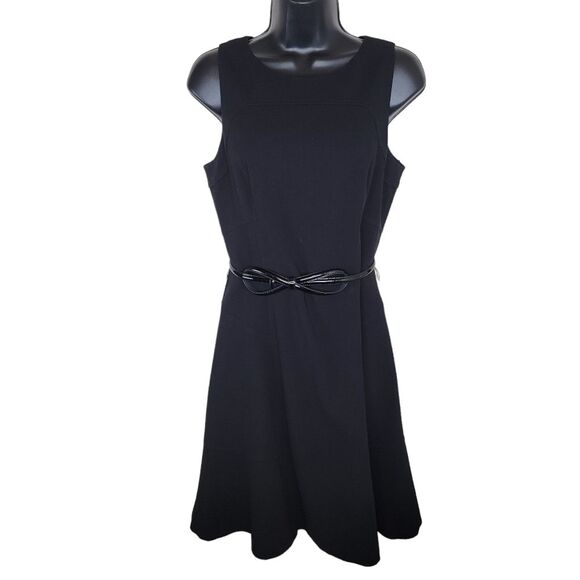Whbm black sleeveless sheath dress with belt size 6 - Picture 1 of 5